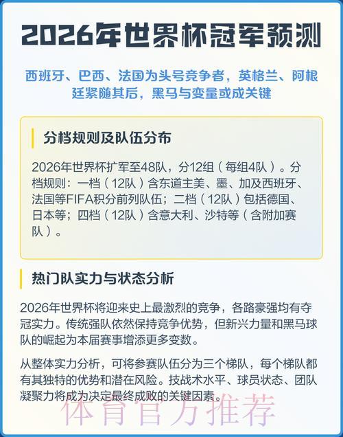 2026年世界杯赛事预测与安卓客户端入口完整攻略